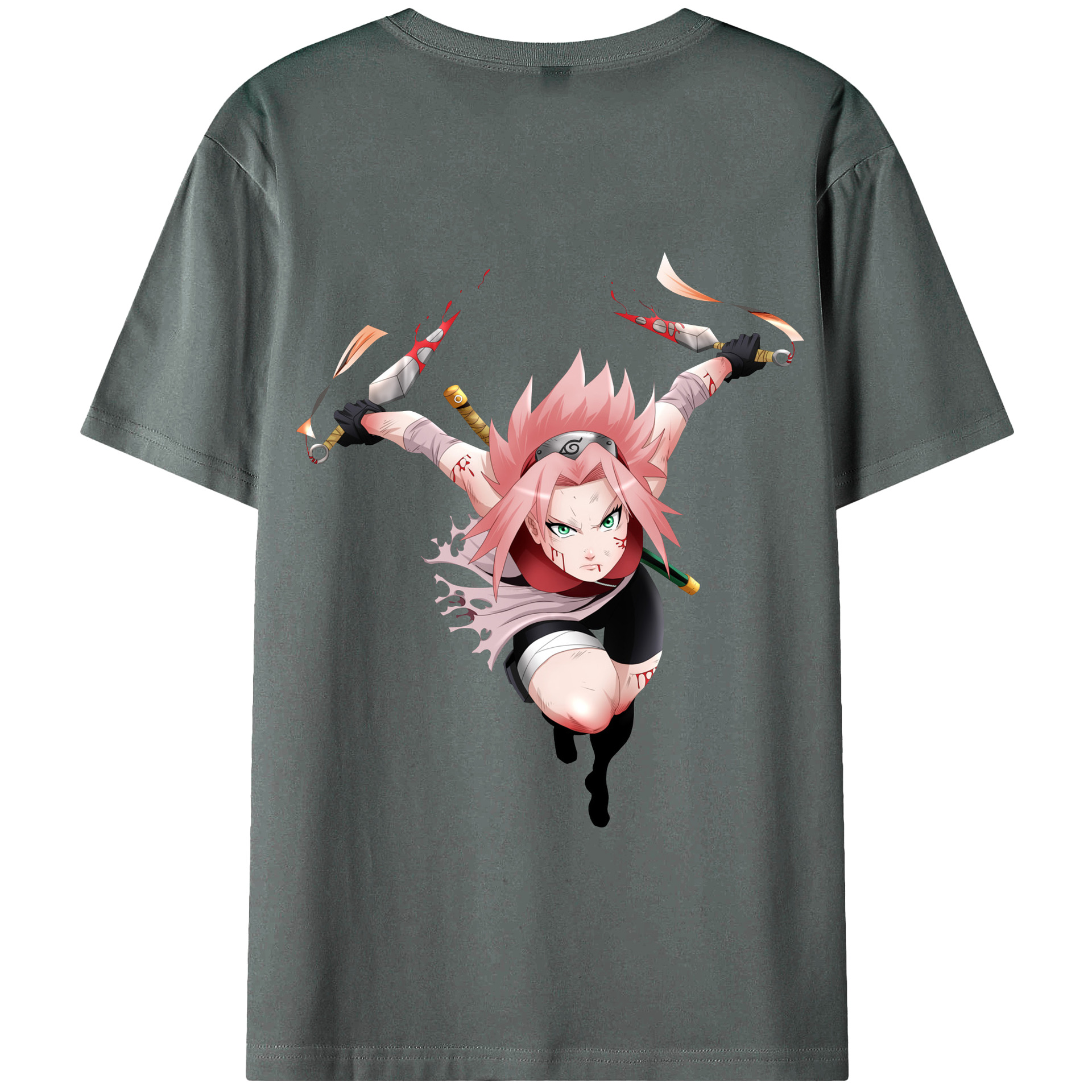 （画像用） NARUTO -ナルト- 春野サクラ Haruno Sakura 綿100％半袖Tシャツ（背面プリント）